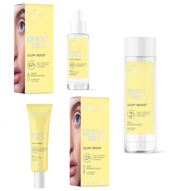 Bielenda Good Skin Glow Boost Illuminating Face Set with Vitamin C Tonic + Cream + Serum