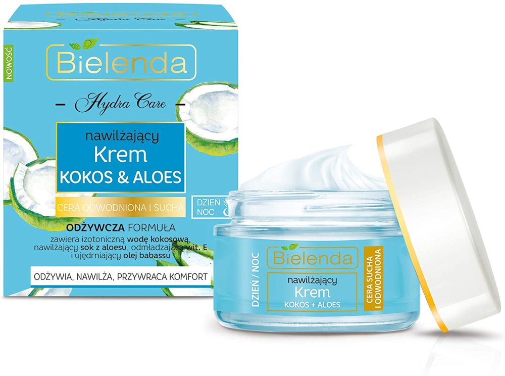 Bielenda Hydra Care Coconut and Aloe Moisturizing Day and Night Cream for Dry and Dehydrated Skin 50ml
