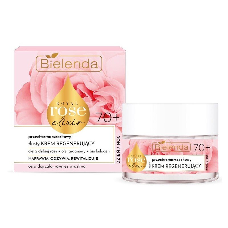 Bielenda Royal Rose Elixir Anti-Wrinkle Regenerating Face Cream for Mature and Sensitive Skin Day and Night 70+ 50 ml