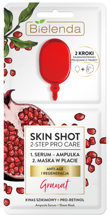 Bielenda Skin Shot 2 Step Face Care Serum Flaked Mask with Pomegranate 3ml 