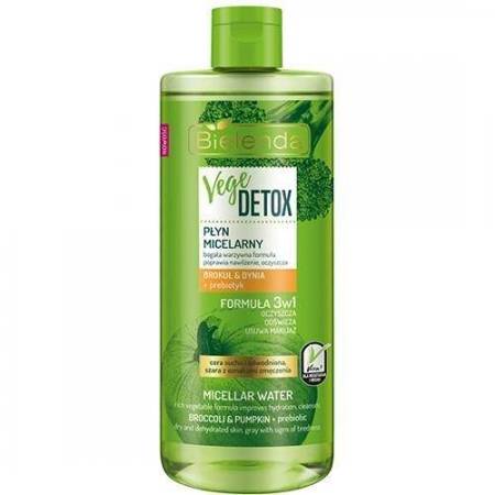 Bielenda Vege Detox Micellar Water witg Broccoli Pumpkin and Prebiotic for Dry and Dehydrated Skin 500ml
