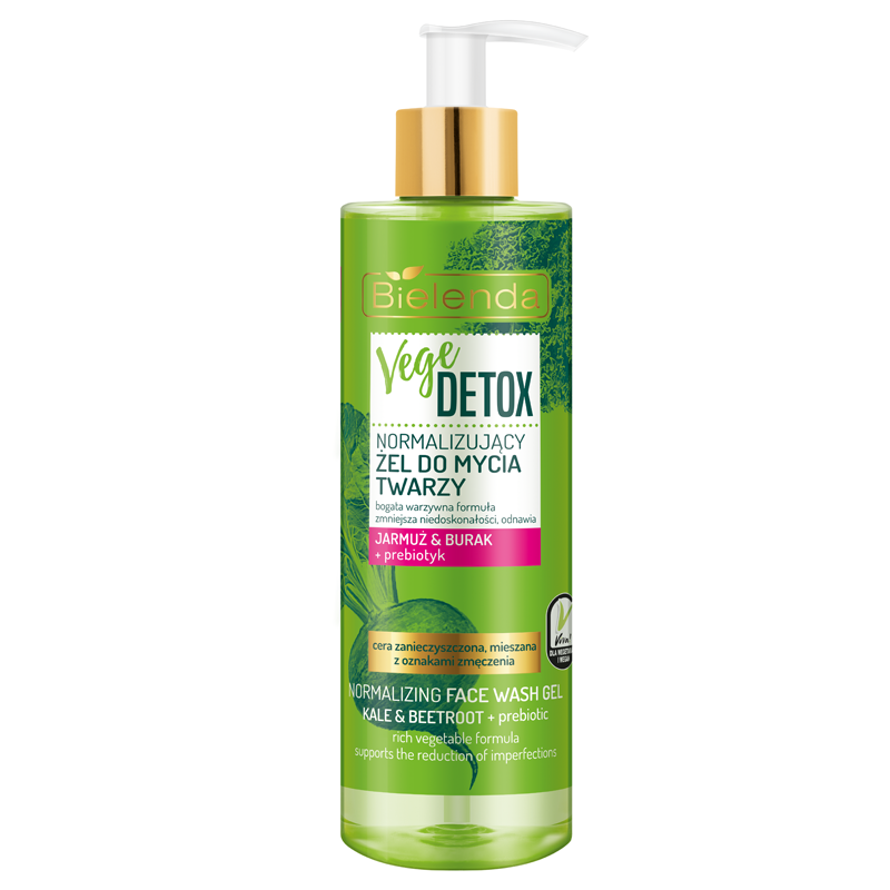 Bielenda Vege Detox Normalising Face Washing Gel with Beetroot and Prebiotic for Oily and Combination Skin 200ml