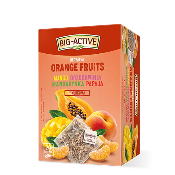 Big-Active Orange Fruits Fruit and Herbal Tea with Mango Peach and Mandarin 20x2g