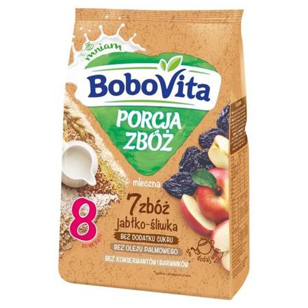 BoboVita Milk Porridge 7 Cereals with Apple and Plum Flavor after 8th Month 210g