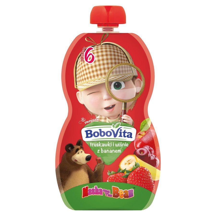 BoboVita Mousse Strawberries and Cherries with Banana for Infants after 6 Months without Sugar 100g