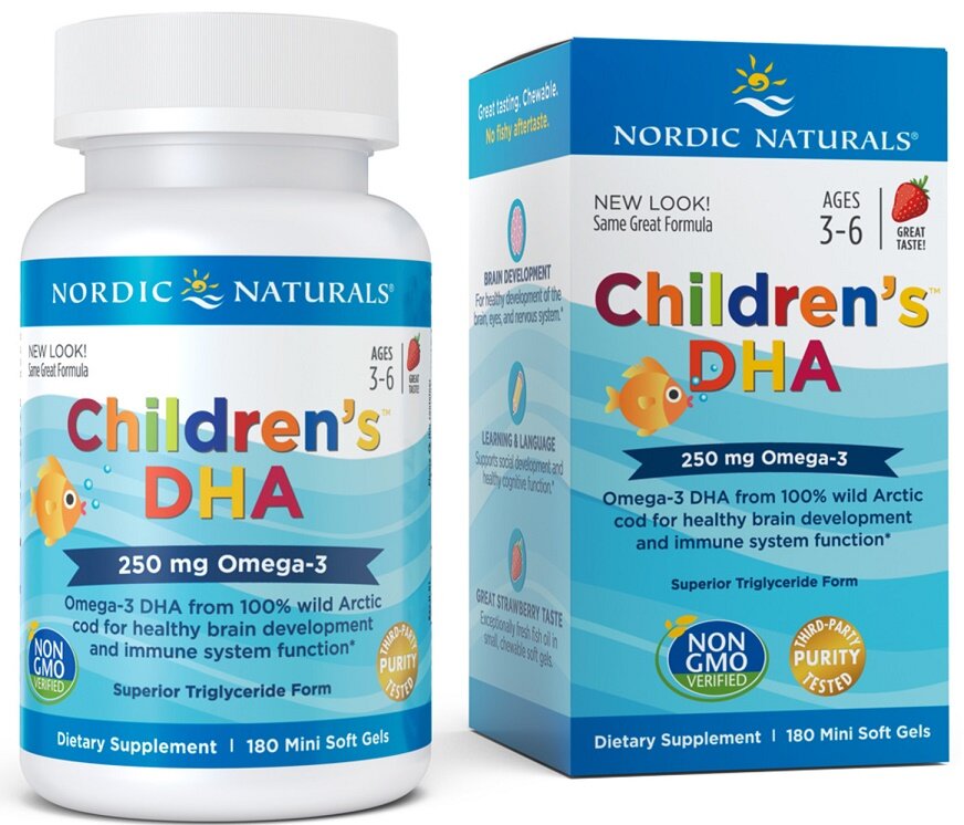 Children's DHA, 250mg Omega-3 Strawberry - 180 mini softgels