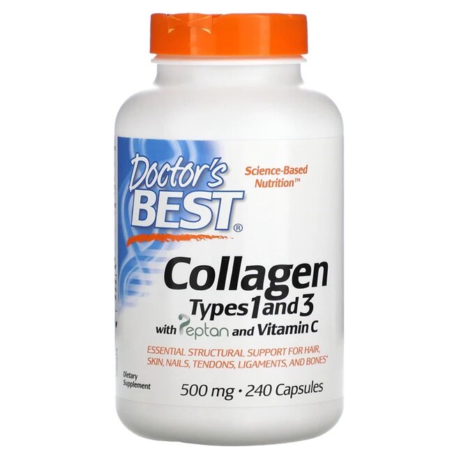 Collagen Types 1 and 3 with Peptan and Vitamin C, 500mg - 240 caps