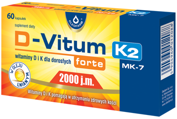 D-Vitum Forte 2000 IU K2 Healthy Bones Omega 3 60caps.