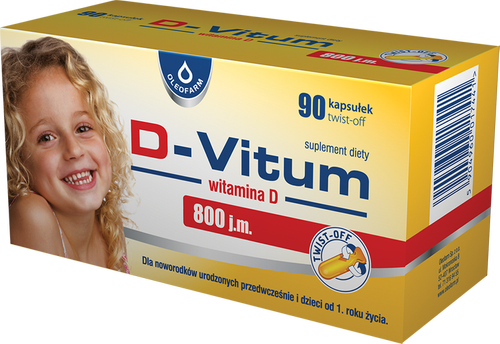 D-Vitum Vitamin D 800 IU for Preterm Newborns and 1 Year Old Children 90 Capsules