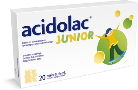 Dietary Supplement Acidolac Junior White Chocolate 20tabs.