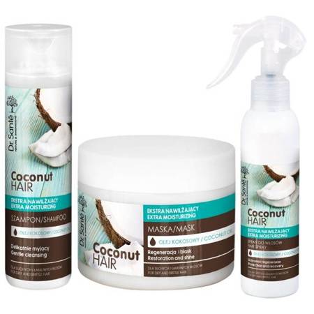 Dr. Sante Coconut Hair Shampoo Mask and Spray with Coconut Oil for Dry Hair 250ml+300ml+150ml
