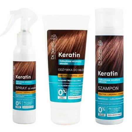 Dr. Sante Keratin Spray Shampoo and Hair Conditioner with Keratin 150ml+250ml+200ml