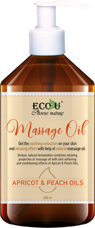 Eco U Natural Soothing Massage Oil with Peach and Apricot 500ml