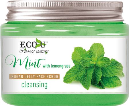 EcoU Mint Lemongrass Sugar Jelly Face Scrub Cleansing 140g