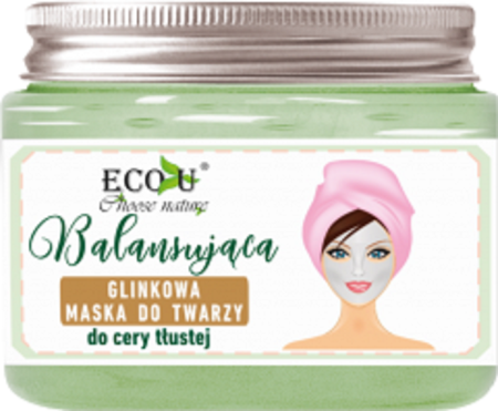 EcoU Soothing Clay Face Mask for Oily Skin with Green and Red Clay 150ml