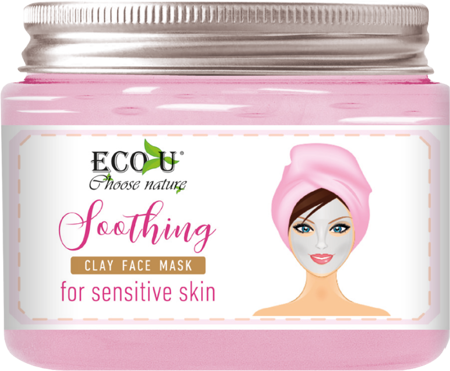 EcoU Soothing Pink Clay Face Mask for Sensitive Skin with Shea Butter 150ml