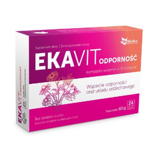 EkaMedica EkaVit Immunity Complex of Vitamins and Echinacea for Immunity Support 24 Lozenges 