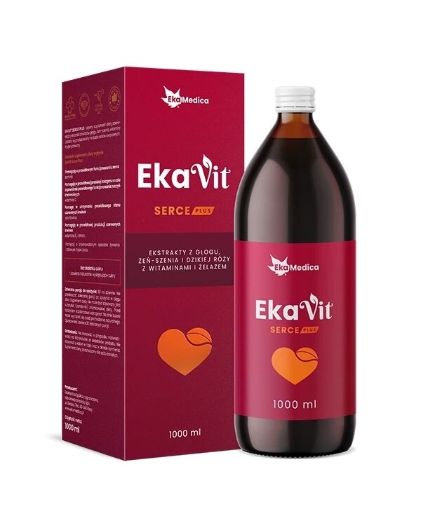 EkaMedica Ekavit Serce Plus Vital Tonic with Hawthorn Extract, Ginseng and Wild Rose 1000ml