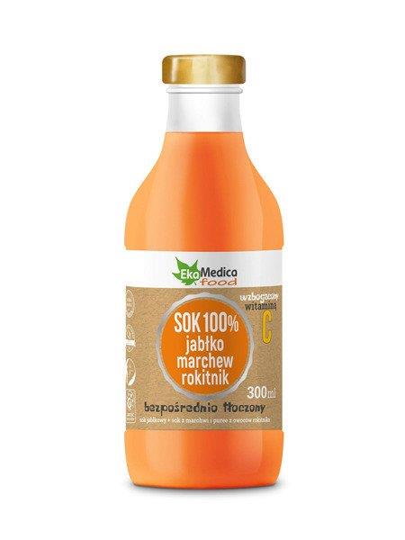 EkaMedica Natural Juice 100% Apple, Carrot, Sea Buckthorn 300ml