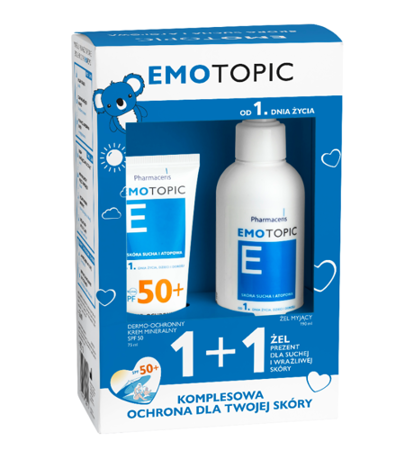 Emotopic Dermo Set Protective Mineral Cream SPF 50 and Gel for Dry Skin 75x190ml 
