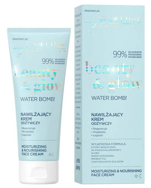 Eveline Beauty & Glow Water Bomb! Moisturizing and Nourishing Cream for Dry and Dehydrated Skin 75ml