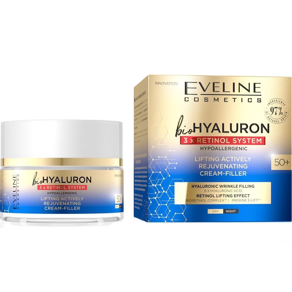Eveline BioHyaluron 3x Retinol System Lifting Actively Rejuvenating Day and Night Cream Filler 50+ 50ml