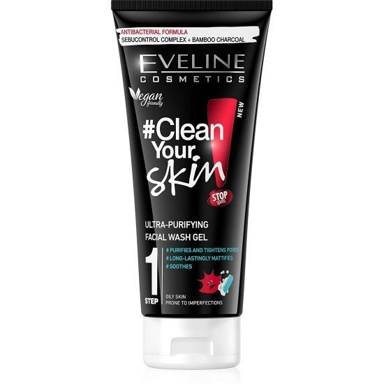 Eveline Clean Your Skin Pure Control Face Cleansing Gel Deep Cleansing Treatment 200ml 