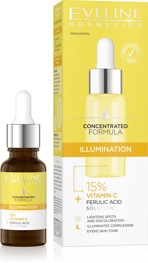 Eveline Concentrated Formula Illuminating Serum with Vitamin C for Face Neck and Decollete 18ml Best Before 20.10.24