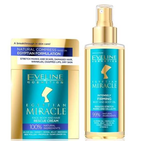 Eveline Egyptian Miracle Cream for Face Body and Hair and Oil for Bust and Body 40x150ml