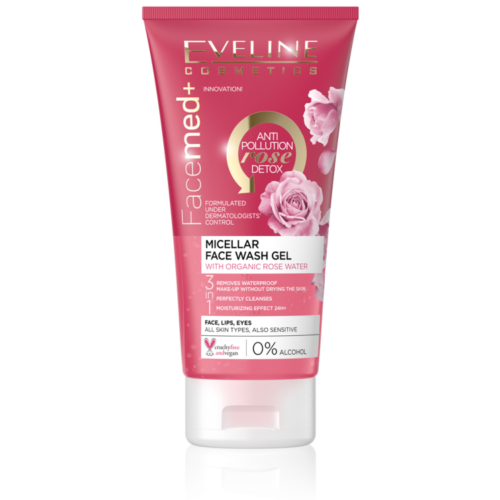 Eveline FaceMed+ Micellar Face Wash Gel with Organic Rose Water for All Skin Types 150ml