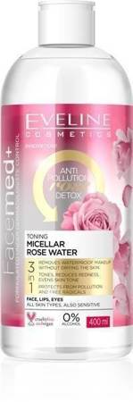 Eveline FaceMed+ Tonning Micellar Rose Water Face for Waterproof Makeup 400ml