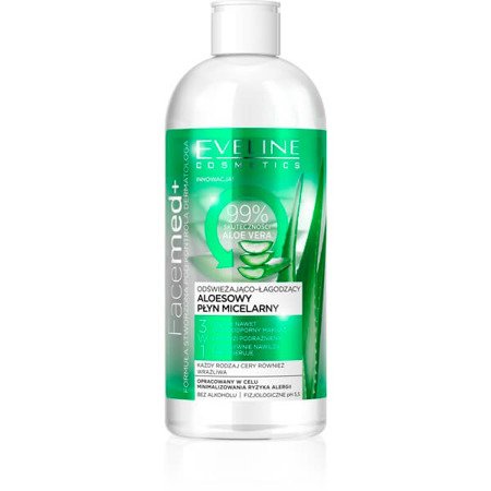 Eveline Facemed+ Aloe Micellar Liquid 3in1 Refreshing Soothing Face Cleanser 400ml