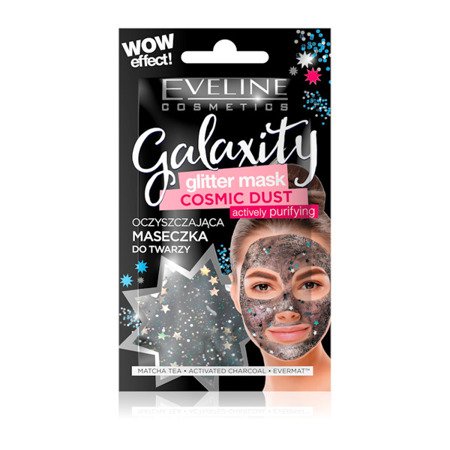 Eveline Galaxity Cosmic Dust Glitter Mask Cleansing Gel Face Mask with Glitter Black 10ml 