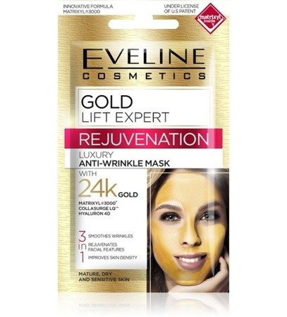 Eveline Gold Lift Expert Rejuvenation Anti-Wrinkle Face Mask 3in1 for Mature Skin 7ml