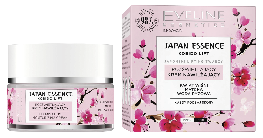 Eveline Japan Essence Illuminating Moisturizing Day and Night Cream for All Skin Types 50ml