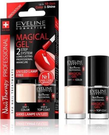 Eveline Magical Gel 2 Step System Long Lasting Professional Manicure UV Led Lamp Free 2x5ml