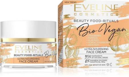 Eveline Natural Beauty Foods Bio Vegan Ultra Nourishing Face Cream 3in1 for Dry and Sensitive Skin 50ml 