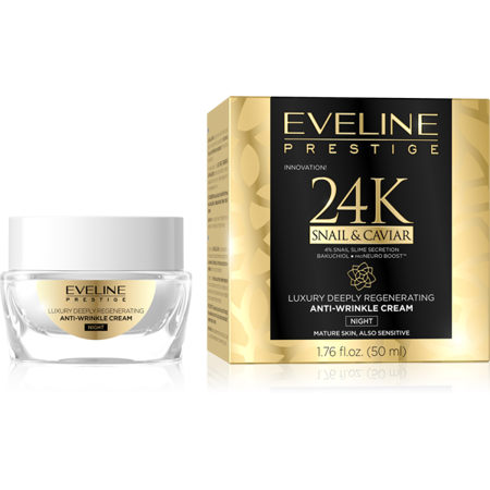 Eveline Prestige 24K Snail & Caviar Anti-Wrinkle Night Cream for Mature Skin 50ml 