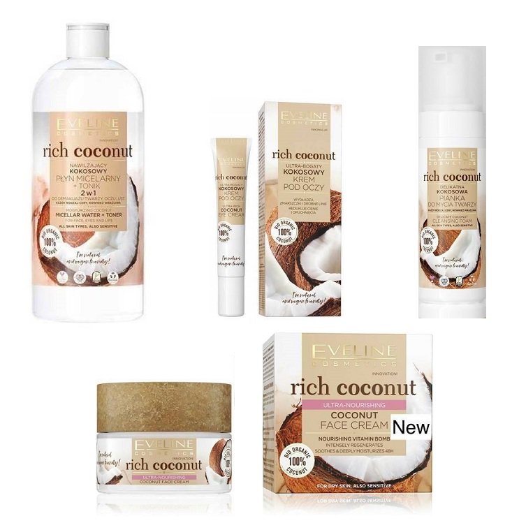 Eveline Rich Coconut Multi-Moisturizing Face Set + Tonic + Face Cream + Eye Cream