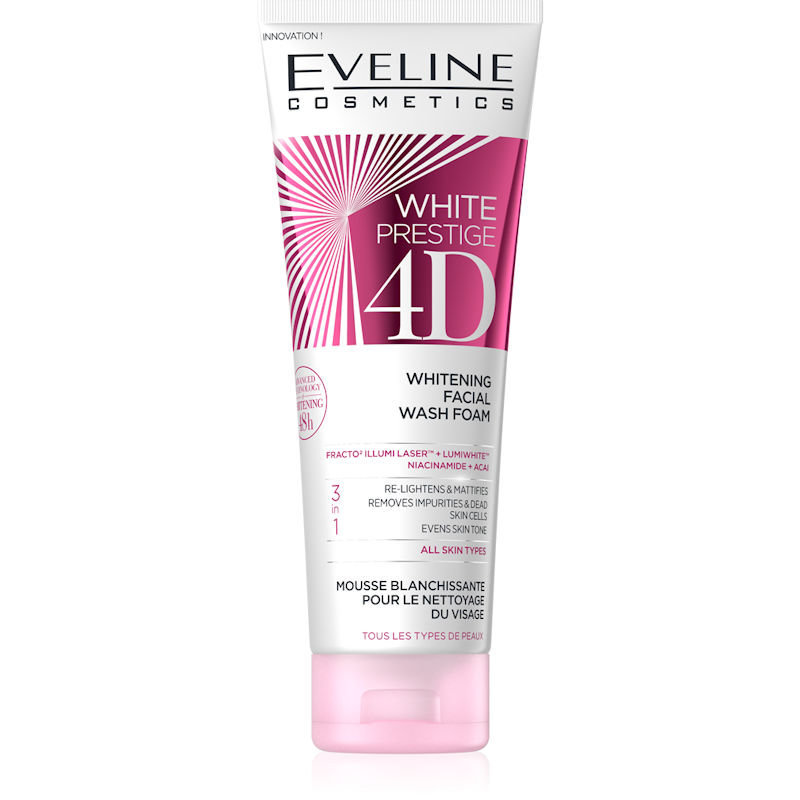 Eveline White Prestige 4D Whitening Facial Wash Foam for All Skin Types 100ml