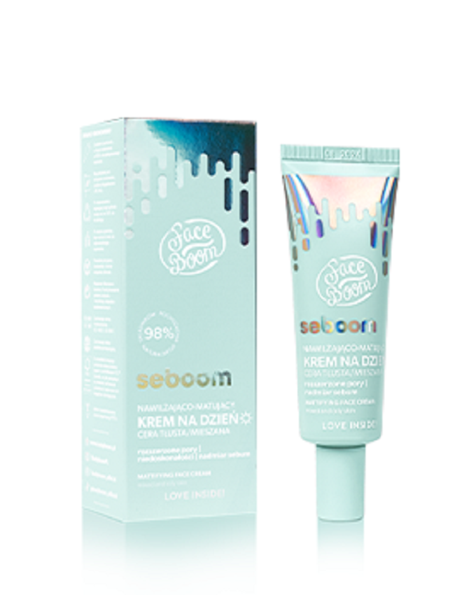 FaceBoom Seboom Moisturizing and Mattifying Day Cream for Face Oily and Combination Skin 50ml Best Before 31.08.24