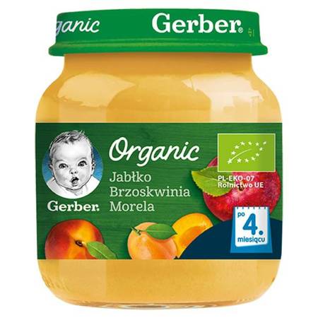 Gerber Organic Apple Peach and Apricot Dessert for Babies after 4th Month 125g