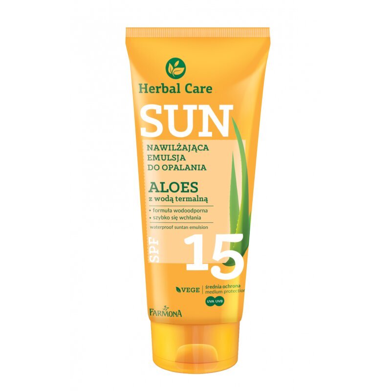 Herbal Care Sun Plant Waterproof Sunscreen Lotion SPF 15 Aloe with Thermal Water 150ml