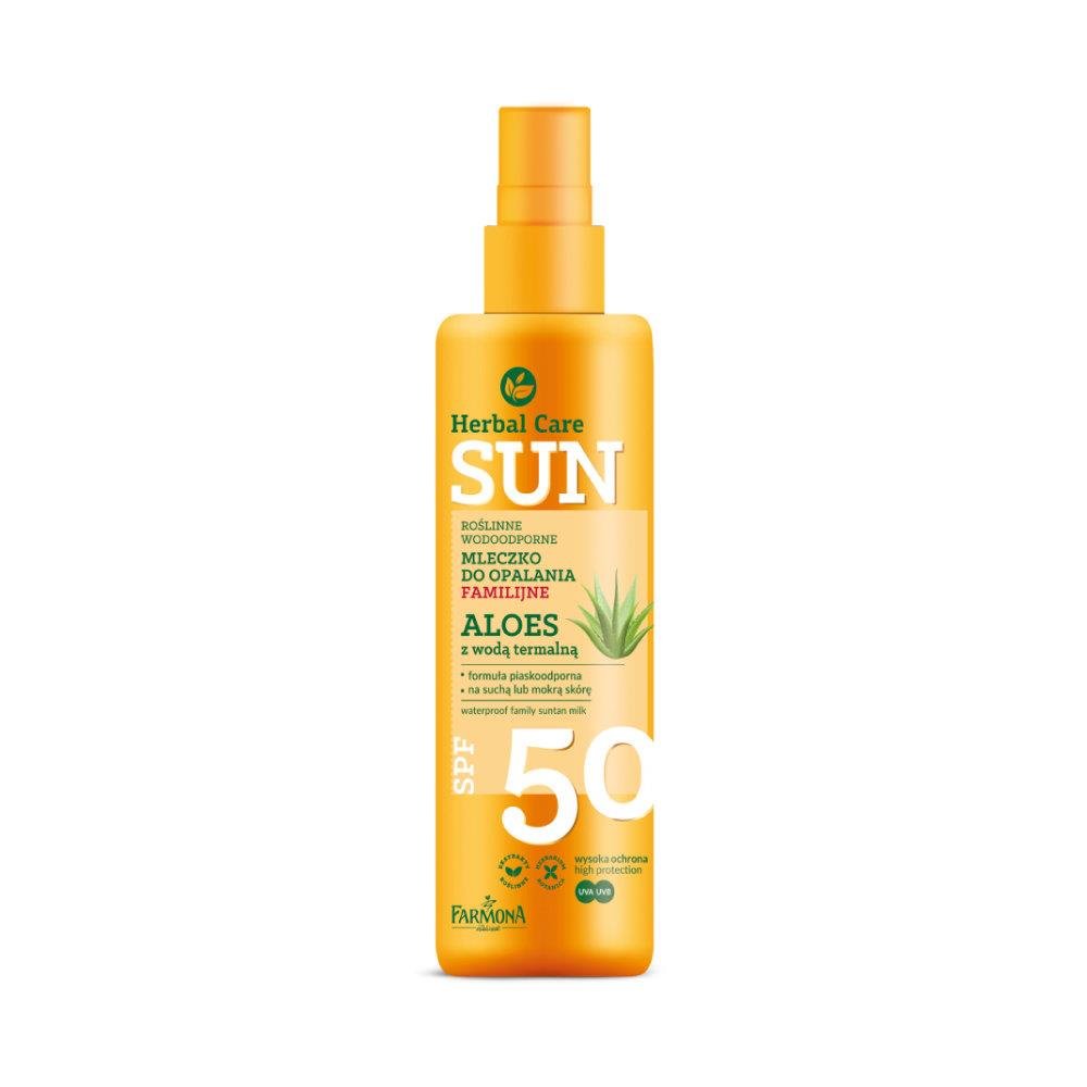 Herbal Care Vegetable Waterproof Sunscreen Lotion SPF50 with Aloe Vera and Thermal Water 200ml