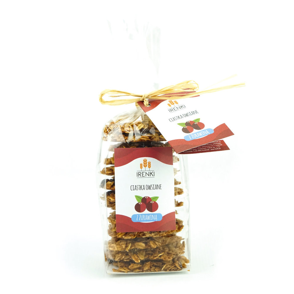 Irenki Oatłanki Whole Grain Oat Flakes Biscuits with Dried Cranberries 150g
