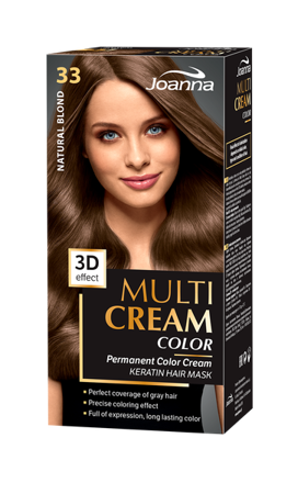 Joanna Multi Cream Permanent Intensive Hair Color Dye Care 33 Natural Blonde 60x40x20g