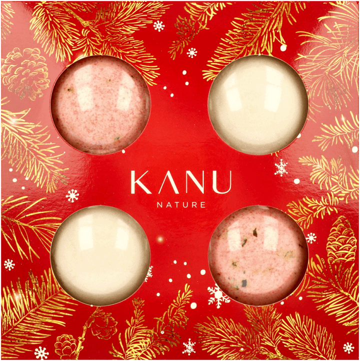 Kanu Nature Red Bath Bombs Set Two Rose Balls and Two Jasmine Balls 4x160g