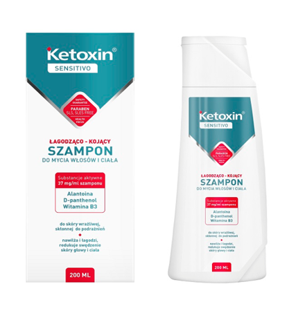 Ketoxin Sensitivo Soothing Reducing Redness Shampoo for Washing Hair and Body 200ml