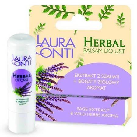 Laura Conti Herbal Lip Balm with Sage Extract with Wild Herbal Aroma 4.8g