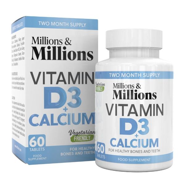 Millions & Millions Vitamin D3+Calcium for Healthy Bones and Teeth 60 Tablets